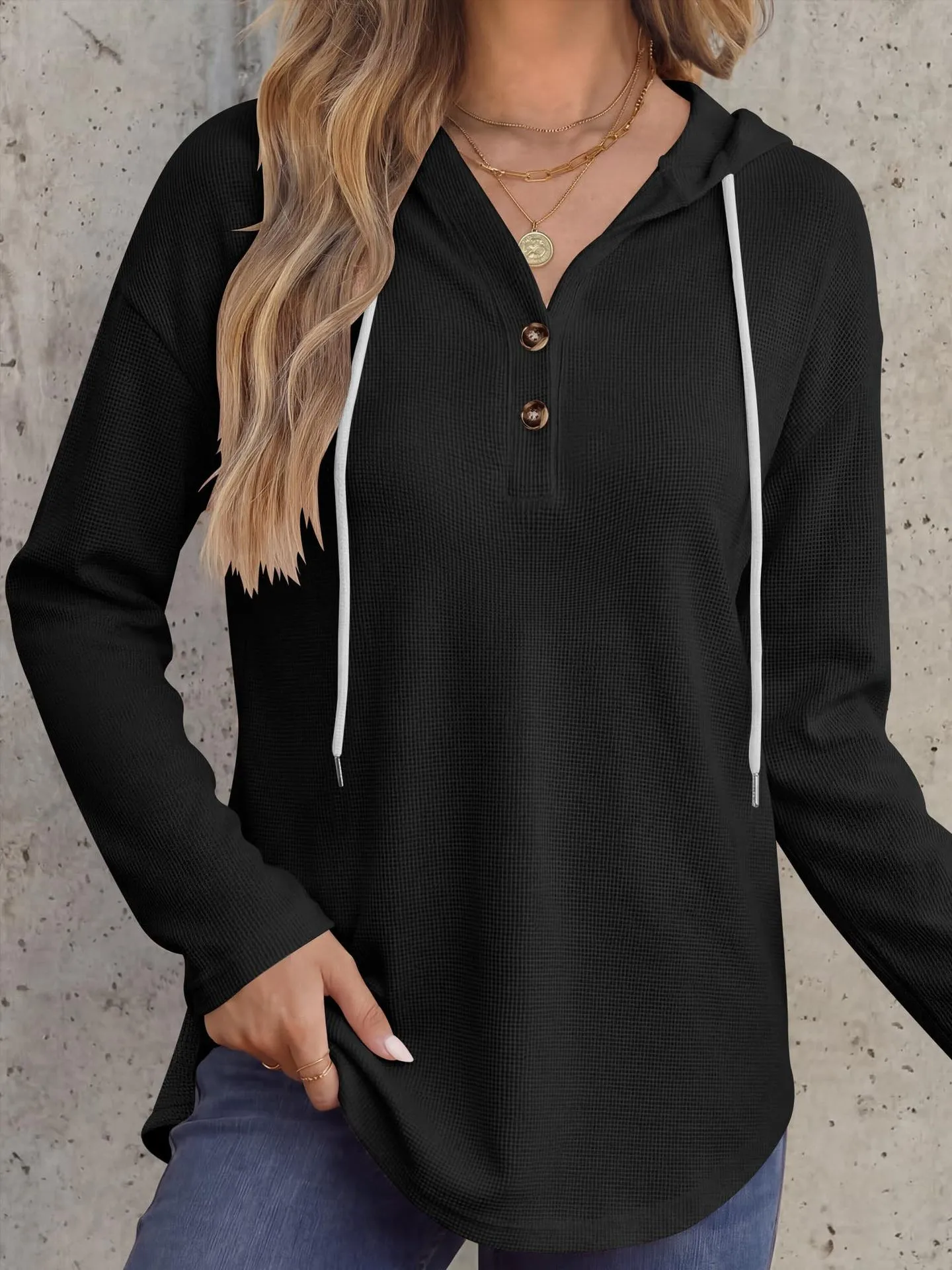 Casual Pullover Hoodie with V Neck Regular Length American and European Style Regular Sleeve Autumn Long Sleeve Women Hoodie
