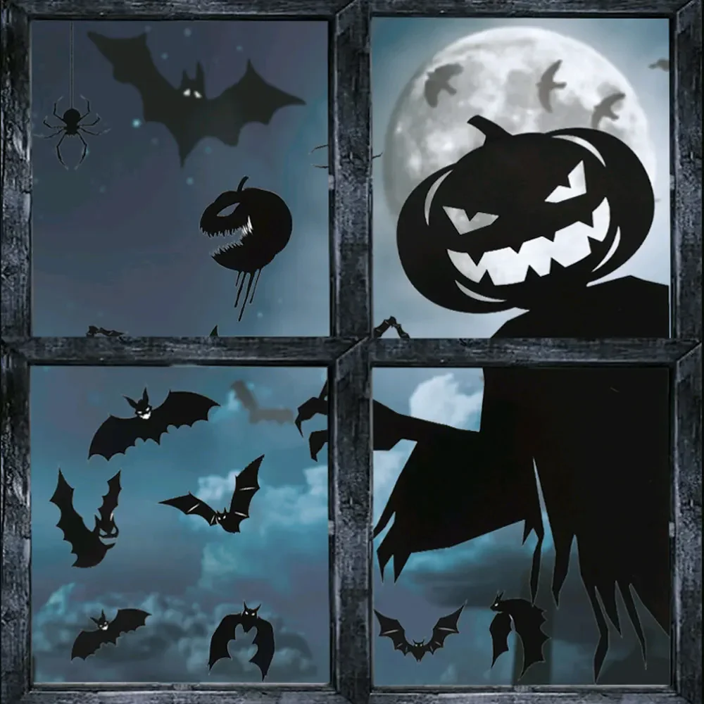 

1Pc Halloween Giant Ghost Monster Ghost Shadow Window Sticker Bat Skeleton Halloween Party Decorative Electrostatic Sticker