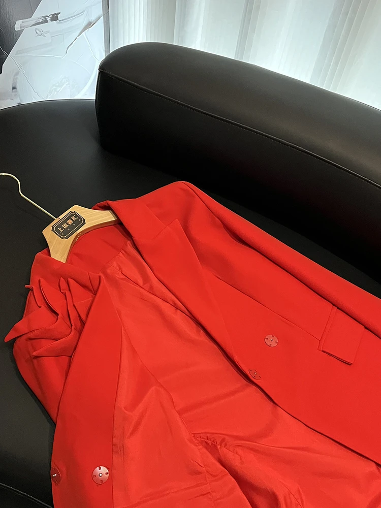 Ele v-ne fleur décoré coupe ajustée coupe droite costume Jaet trajet Sle femmes longue Sve décontracté Faion vêtements d'extérieur