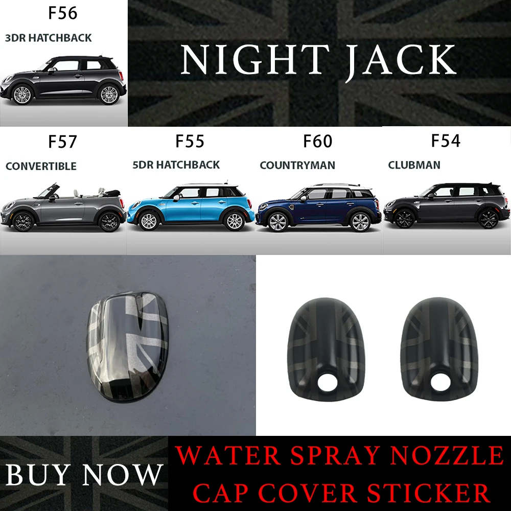 

New Night Jack Car Wiper Water Spray Nozzle Covers For MINI Cooper One S F56 F55 F57 Countryman F60 Clubman F54 Auto Accessories