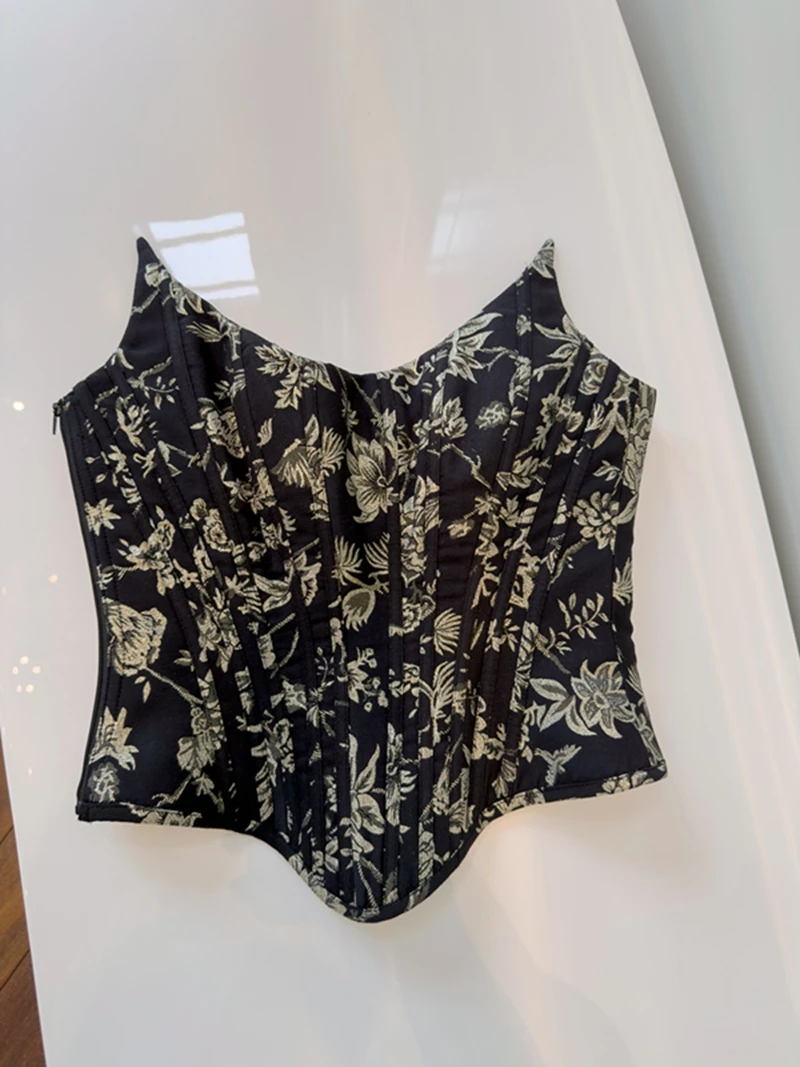 

Сексуальный топ-бюстье Fibone с кружевной отделкой и эффектом утягивания талии для молодых женщин 20-х лет, с принтом