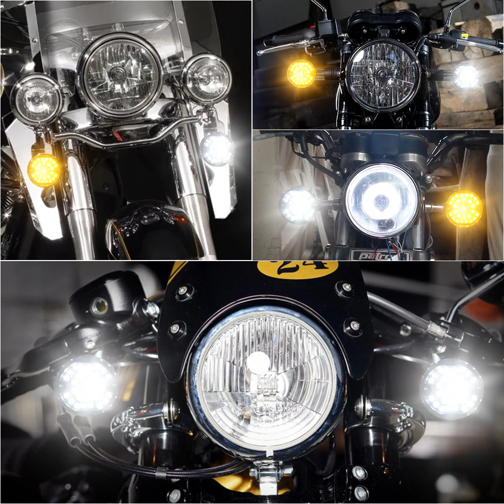 For Harley Road King Electra Glide Ultra Classic 3 1/4 Inch LED 1157 Front/Rear Turn Signals Smoked Lens Brake Running Light