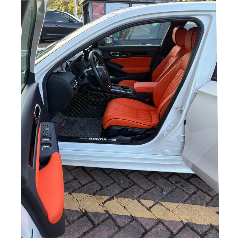 For 2006-2026 Honda Civic Custom Fit Car Seat Covers 2 Rows 5 Seats Full Set Top Quality Leather Waterproof Wear-resistant
