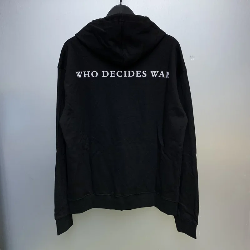 High Street HWO DECIDES WAR Hooded  Print Men Women Punk Style Sweatshirt Hip Hop Who DECIDES WAR Demon Slayer