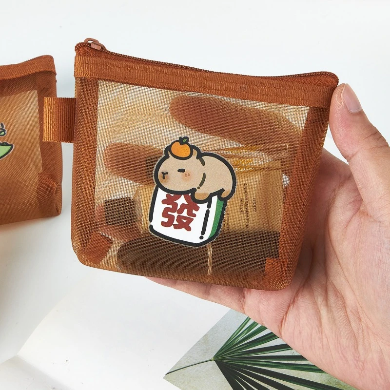 Capybara Portemonnees Cartoon Anime Figuren Leuke Wisselzakken Kawaii Transparante Cosmetische Tas Draagbare Kaartopslag Sleutelzakje Cadeau