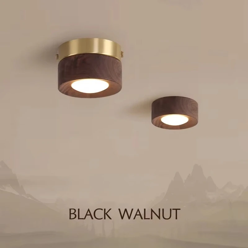 

Walnut Wood Ceiling Light Minimalist Decorative Light for Entrance Hall Corrido Balcony Entrance Bedroom LED Ceiling Lamp