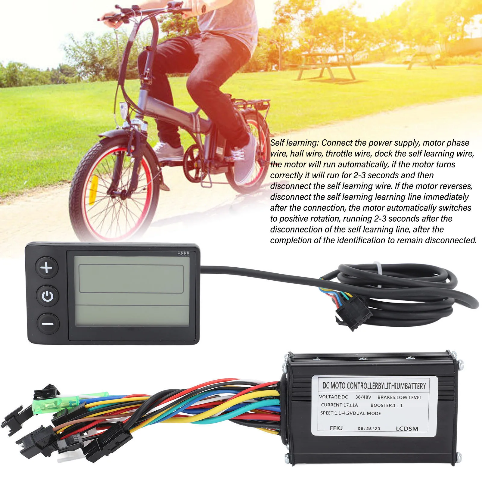 

ZK30 Bike Conversion Kit 17A 3 Mode Controller S866 LCD Display FT 8C Magnetic Point 109R Throttle Bicycle Modified Set