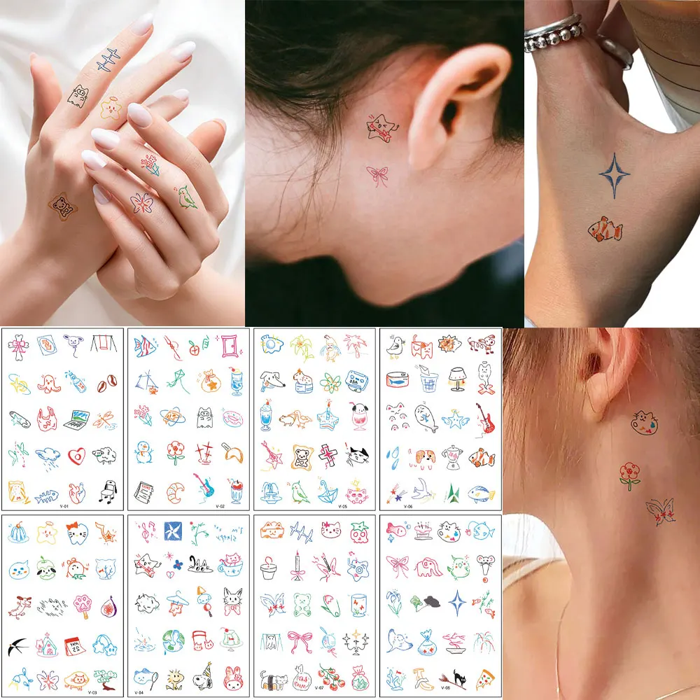 

8 шт., временные татуировки для мужчин и женщин