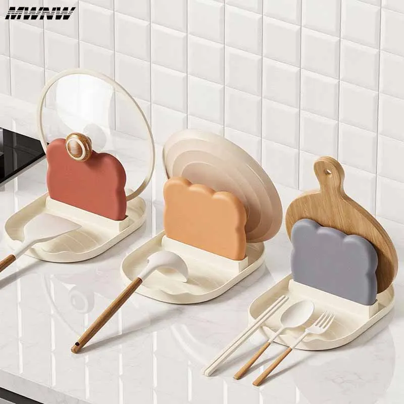 Pan Lid Holder Supports Spoons Pot Cover Rests Spatula Stand For Kitchen Convenience Utensils Tools Accessories Cooker Organizer