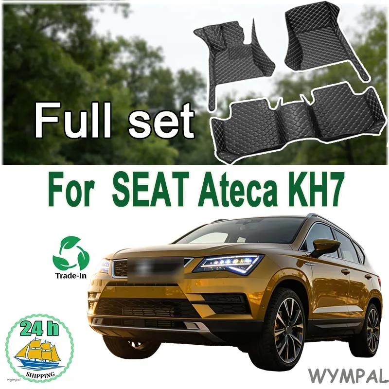 Maty samochodowe do SEAT Ateca KH7 2016 ~ 2022 Auto dywaniki podłogowe podkładka ochronna dywany skórzana mata części wewnętrzne akcesoria samochodowe