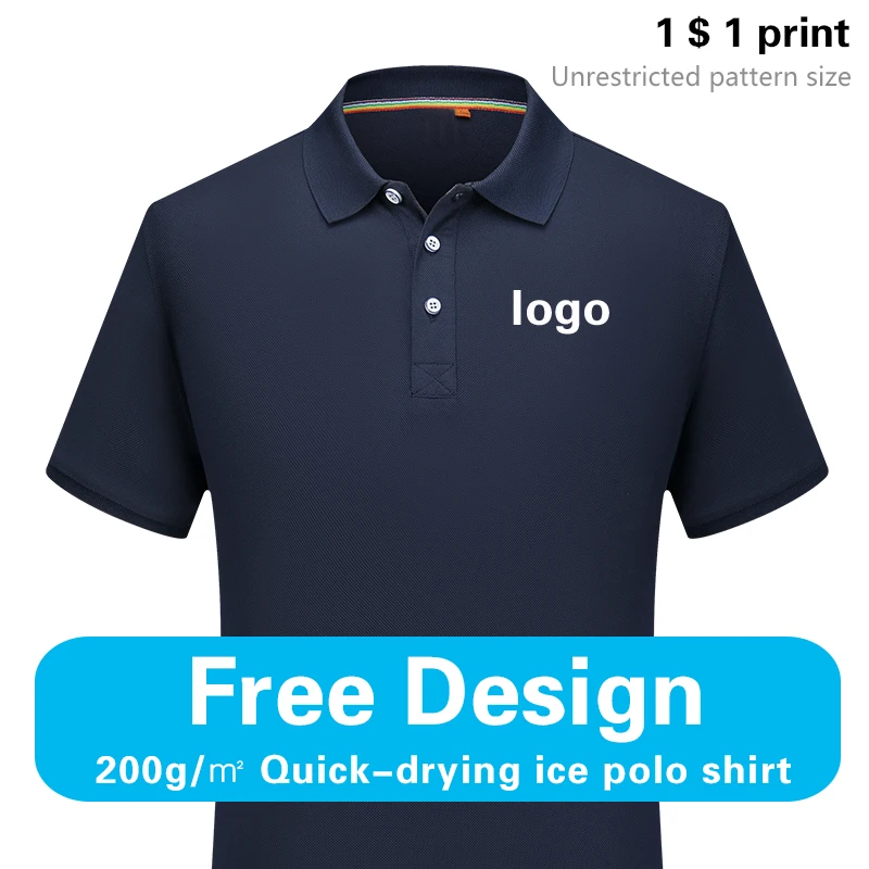 Custom Men's And Women's Ice floss Polo quick drying Shirts LOGO Lapel Short-Sleeved Embroidered/Printed Company Brand diy