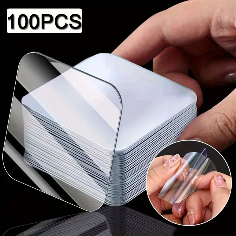 100 Pieces Super Strong Transparent Double Sided Mounting Tape, Nail-Free Punch-Free Self-Adhesive Sticker Pads