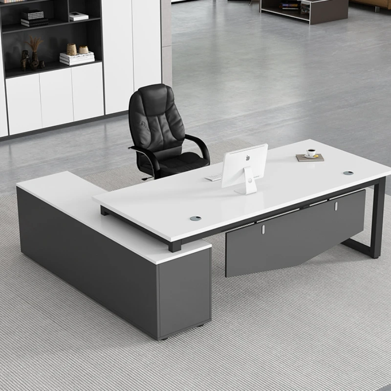 Computer Desk Drawers Simple Table Conference Makeup Dressers Meeting Shelves Executive Workshop Corner Escritorio Work Bedroom