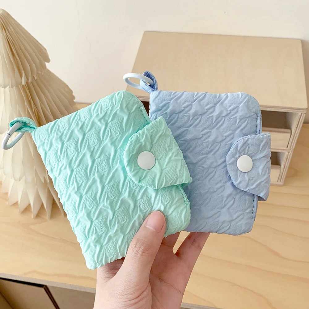 1 Pc Women Wrinkled Coin Purse Girl Card Purse Student Card Wallet Mini Portable Coin Storage Bag Large Capacity Short Wallet