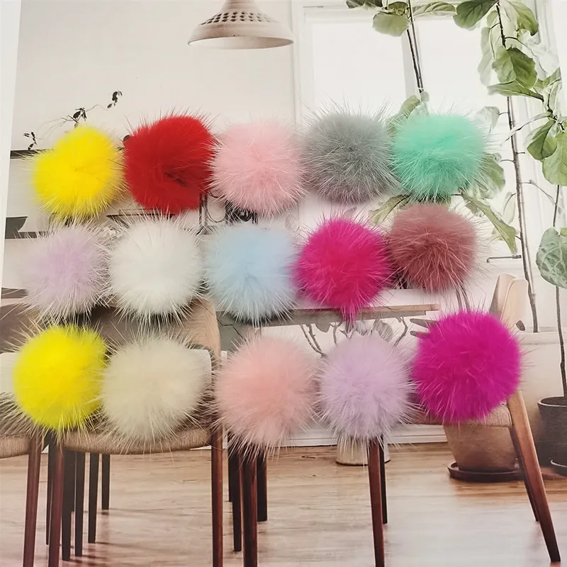 Pack of 5/10 Multicolor 2.5-4cm Mink Pompom for Sewing Knitted Keychain,scarf, Shoes and Hat Fur DIY Handicraft Hair Accessories