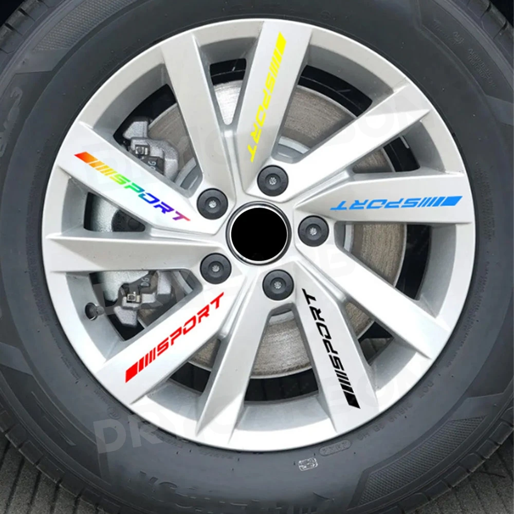 Fashion 4pc Car Stickers Wheels Rims Sport Racing DIY Stripes Decorative Stickers Emblem Car Styling Car SUV Truck Accessories