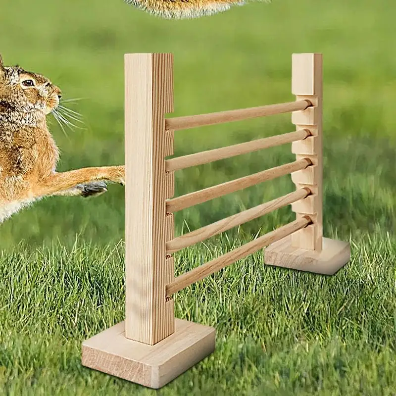 Jump Hurdle Bar Wood Jump Bar Obstacle Game for Rabbit Activity Toys Set for Playful Training Height Adjustable Multifunctional