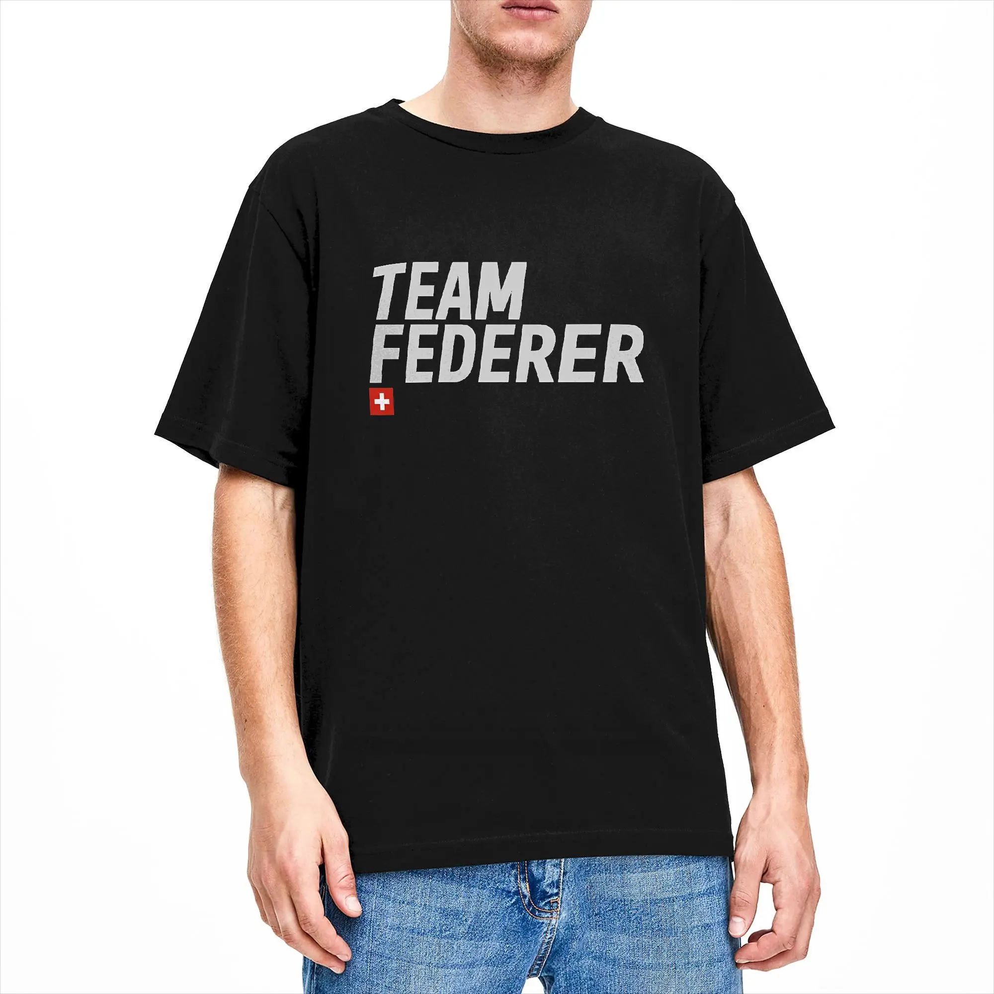 Team Roger Federer Logo T Shirt Summer  Hip Hop T-Shirts Cotton Round Neck Plus Size Tees Short-Sleeved Streetwear Tshirt