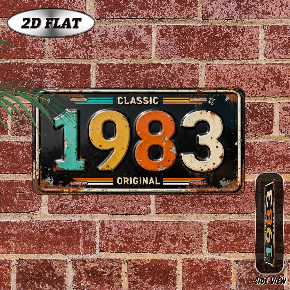 2D Flat - 【2D Flat】 2D Flat - [2D Flat], 2D Plane, 1pc, Vintage Metal Aluminum Decorative Sign (12×6 Inches), 1983 Classic Retro