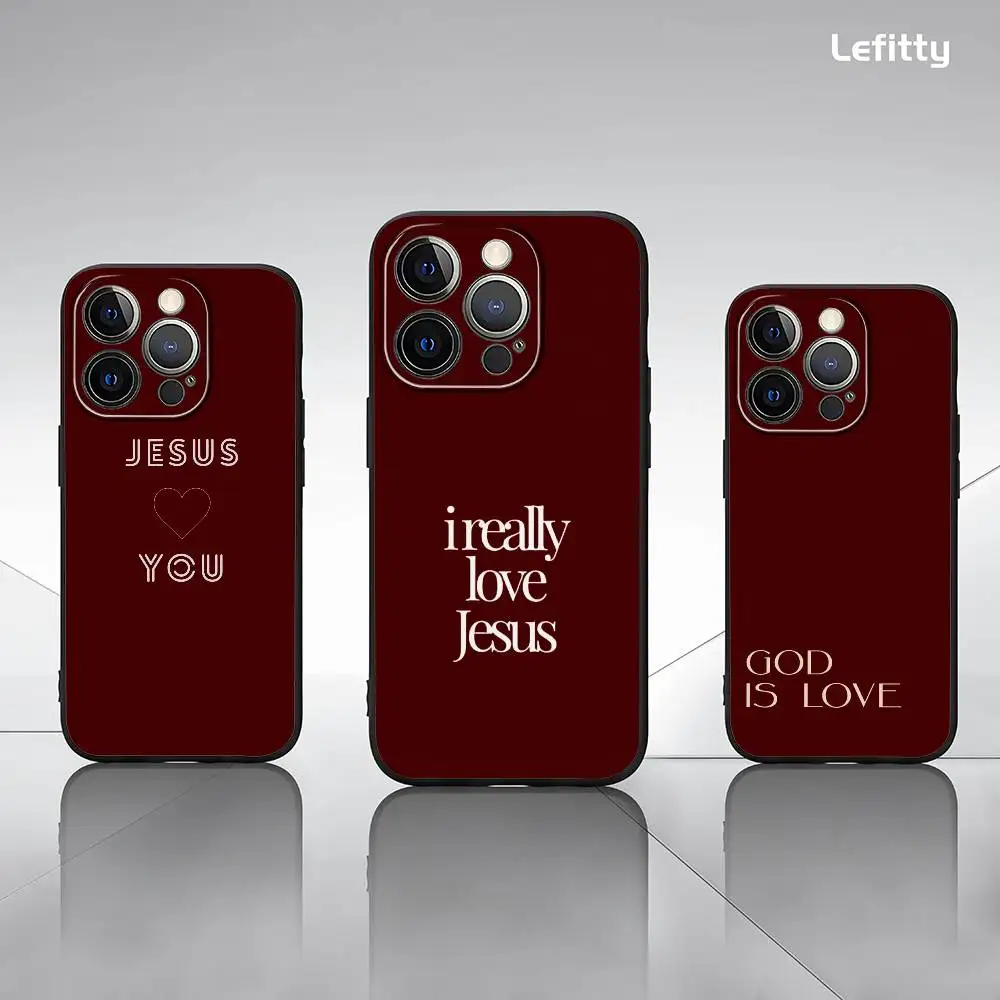 

Cool God Love Jesus Text INS Phone Case For IPhone 16 15 14 13 Pro Max Plus Mini Frosted Soft Shell Funda Shockproof Cases