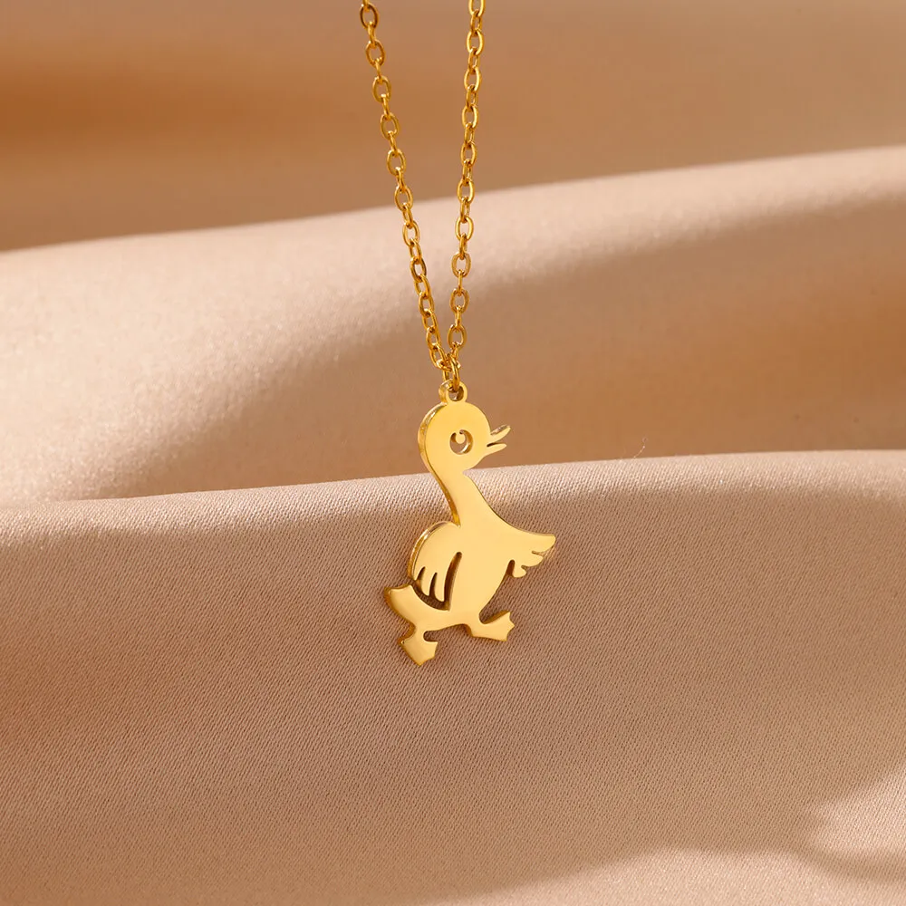 Gold Color Stainless Steel Duckling Necklace Cute Necklaces For Women Minimalist waterproof Everyday Wear Jewelry accessories