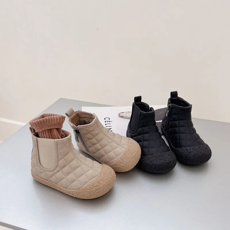 Fashion Baby Boy Girl Ankel Boot Winter Autunm Spring Child PU Leather Warm Fleece Shoes Waterproof Short Boot Baby Shoes 1-4Y