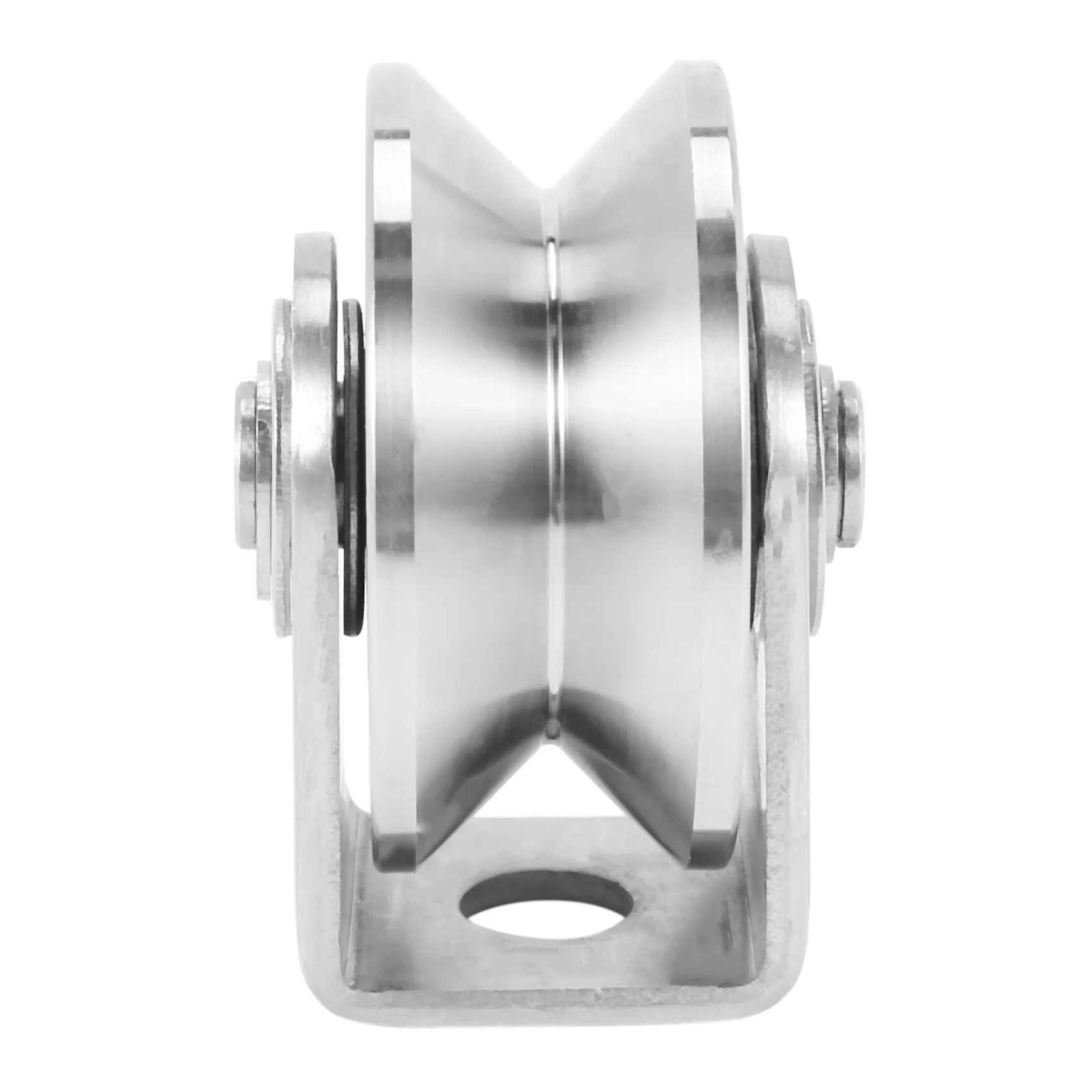 

ABUF-2Pcs 2-дюймовый V-образный роликовый шкив из нержавеющей стали 304, роликовый подшипник колеса для обработки материалов и перемещения