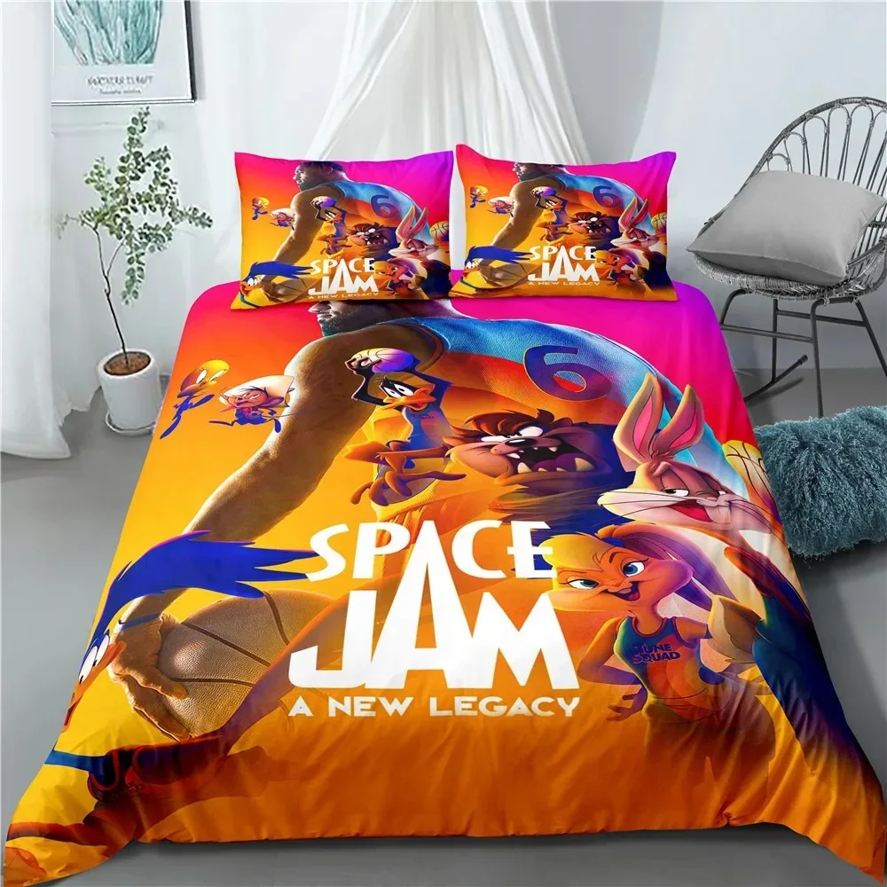 Juego de cama de Anime Space Jam, funda nórdica Legacy, funda de almohada, decoración de dormitorio para niños y adultos, regalo individual, doble, tamaño grande