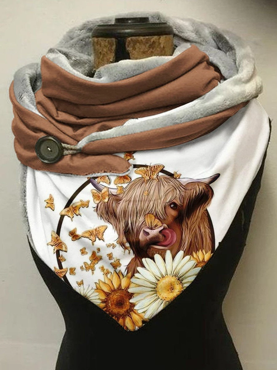 Butterfly Cow 3D Print Casual Scarf And Shawl for Women