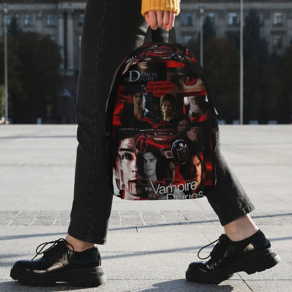 The Vampire Diaries Damon Salvatore Backpack Student BookBag Children School Bag Laptop Shoulder Bags for Boys Girls