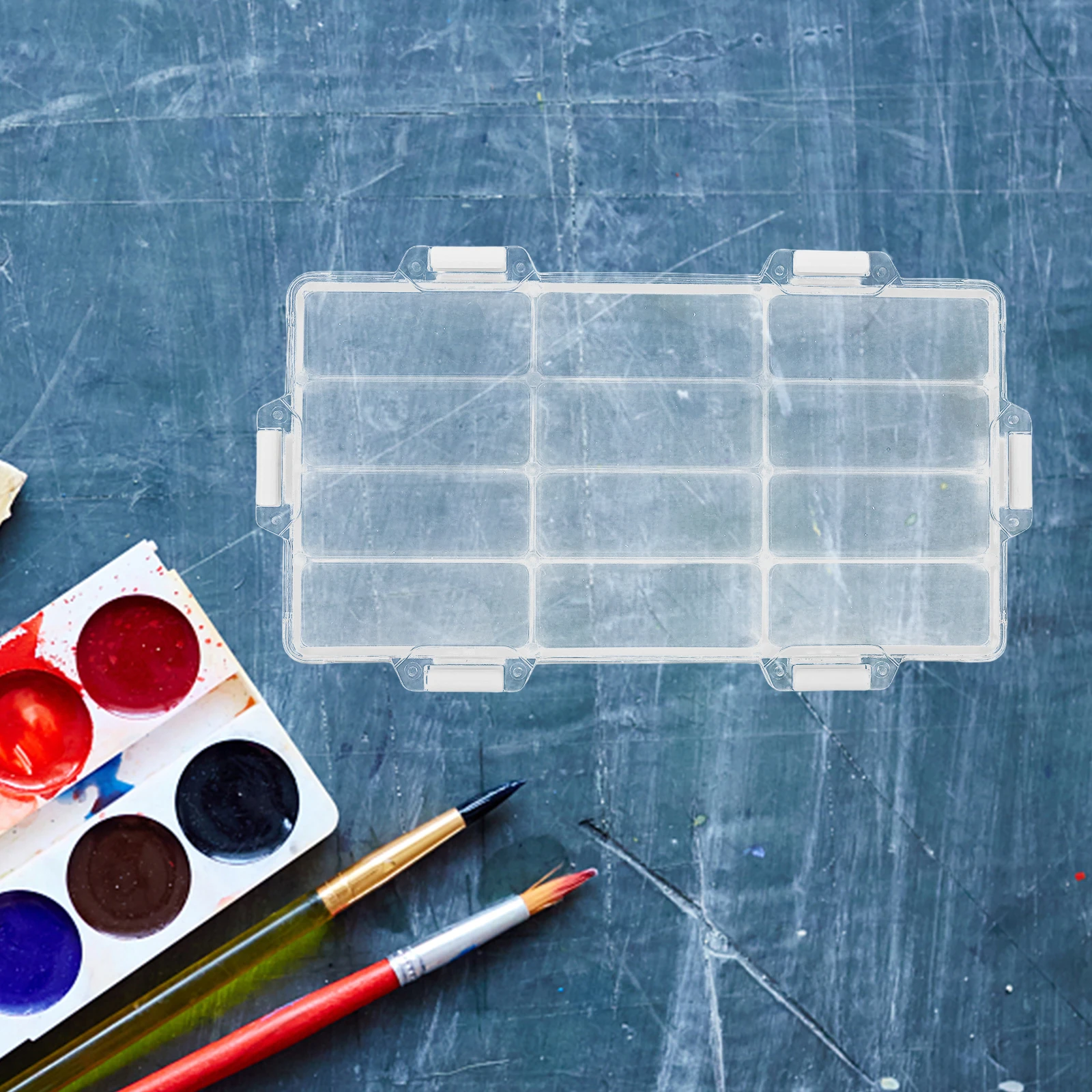 

12 Compartment Multi-Compartment Watercolor Palette Pan Portable Travel Paint Tray Airtight Plastic Pigment Tray Small Palette