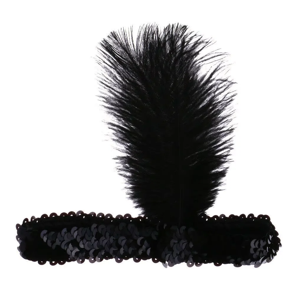 PESENAR خمر الأسود ريشة المرأة زي مجموعة سباركلي عقال ريشة مروحة قفازات رائع موضوع الزي الطرف #4