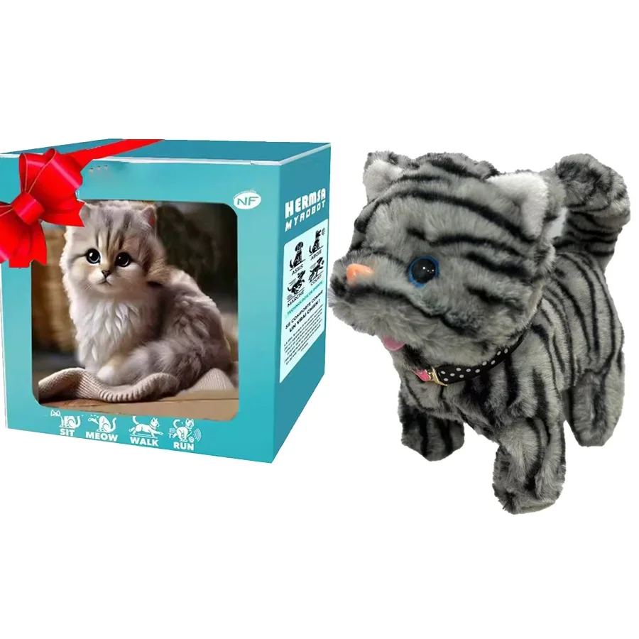 Plush Toy Puppy Electronic Interactive Cat - Walking, Barking, Tail Wagging, Stretching Companion Animal for Kids Toddlers