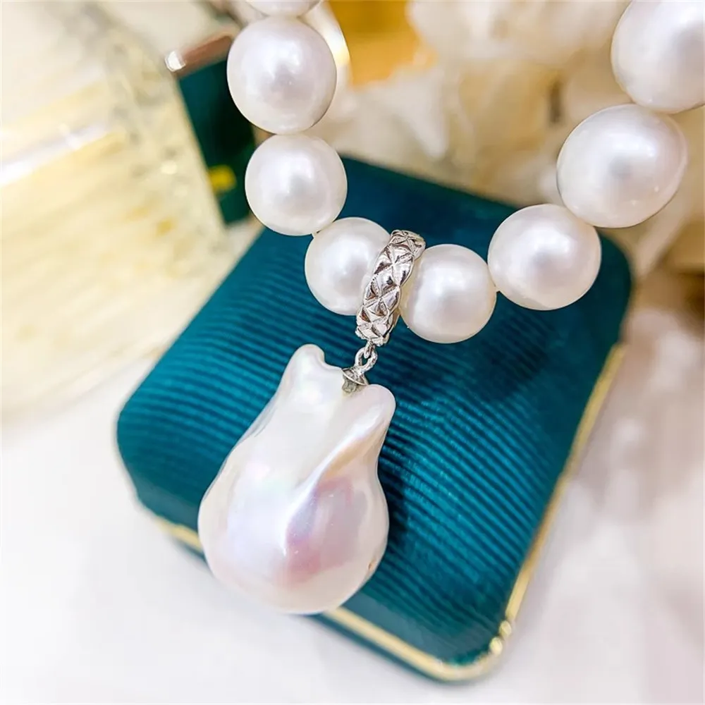 DIY Pearl Gadgets S925 Sterling Silver Pendant Empty Rest Clasp Silver Necklace Pendant Fit 9-15mm Round D358