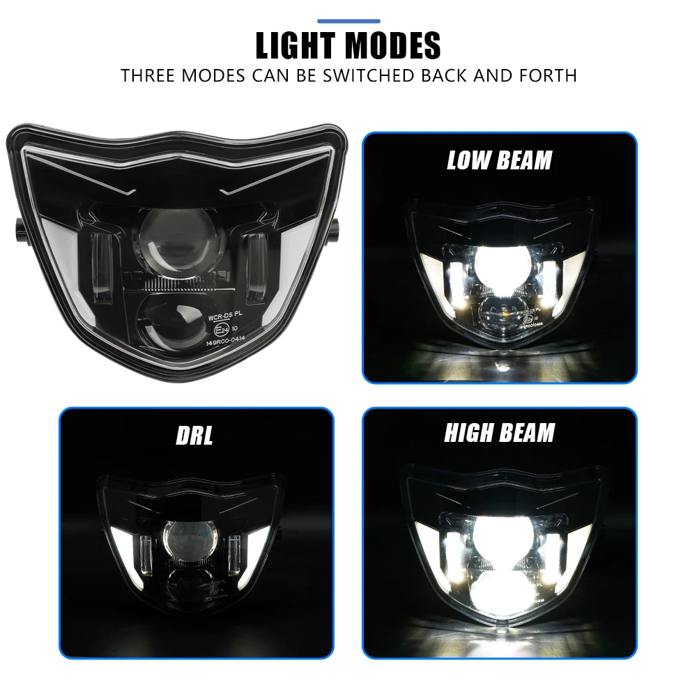 E-mark LED Headlight Headlamp Hi/Lo DRL Fit For YAMAHA XTZ 150 / XTZ 125 2013-2023 Motorcycle Assembly