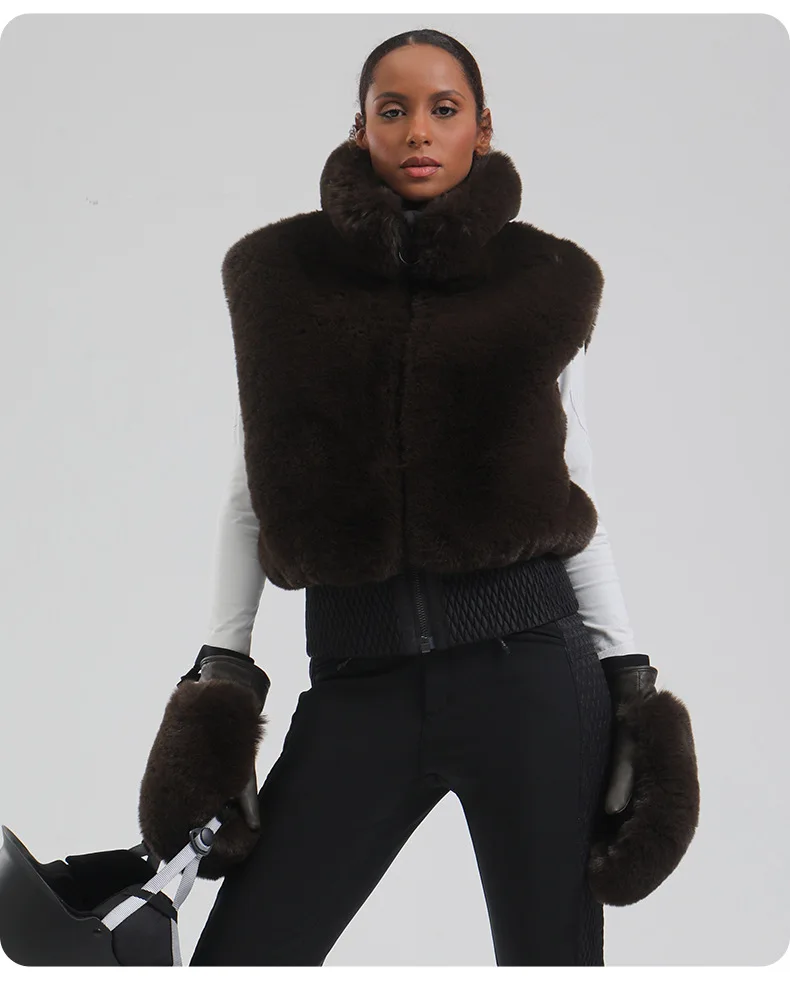 GSOU SNOW 2024 Winter Neue Skihandschuhe für Damen, winddicht, kältebeständig, warm und plüschige Außenhandschuhe aus Plüsch für Damen – Detail 13