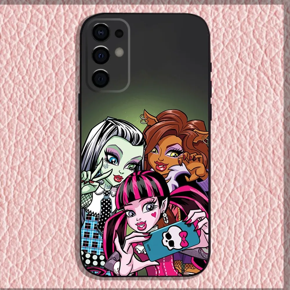 Cartoon M-Monster H-High Phone Case For Samsung S24,S21,S22,S23,S30,Ultra,S20,Plus,Fe,Lite,Note,10,9,5G Black Soft Shell