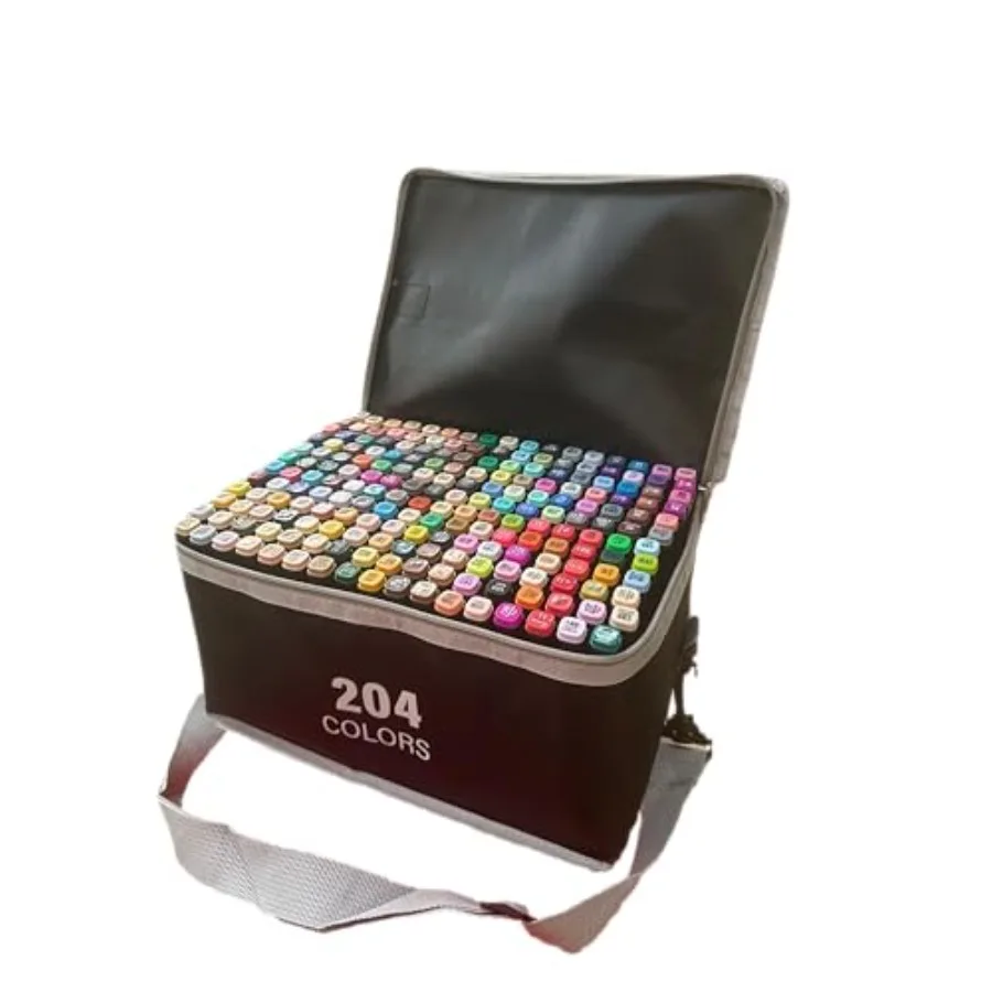

204-Color Dual-Tip Markers Set with Shoulder Bag - Art Markers for Coloring Drawing and Sketching -Gift for People Who Love Art