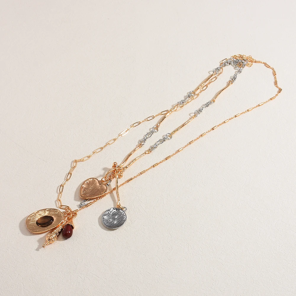 DEEPATIENCE موضة جديدة طبقة مزدوجة قلادة أنيقة العصرية قلادة القلائد للنساء مجوهرات جودة الملحقات بالجملة #3