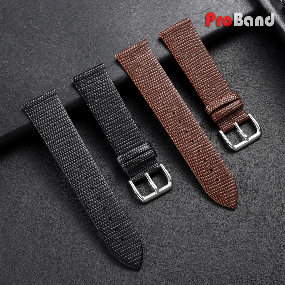 Lizard Pattern Leather Watch Band 10mm 12mm 14mm 16mm 18mm 20mm 22mm Soft Cowhide Watch Strap Ultra-Thin Universal Bracelets
