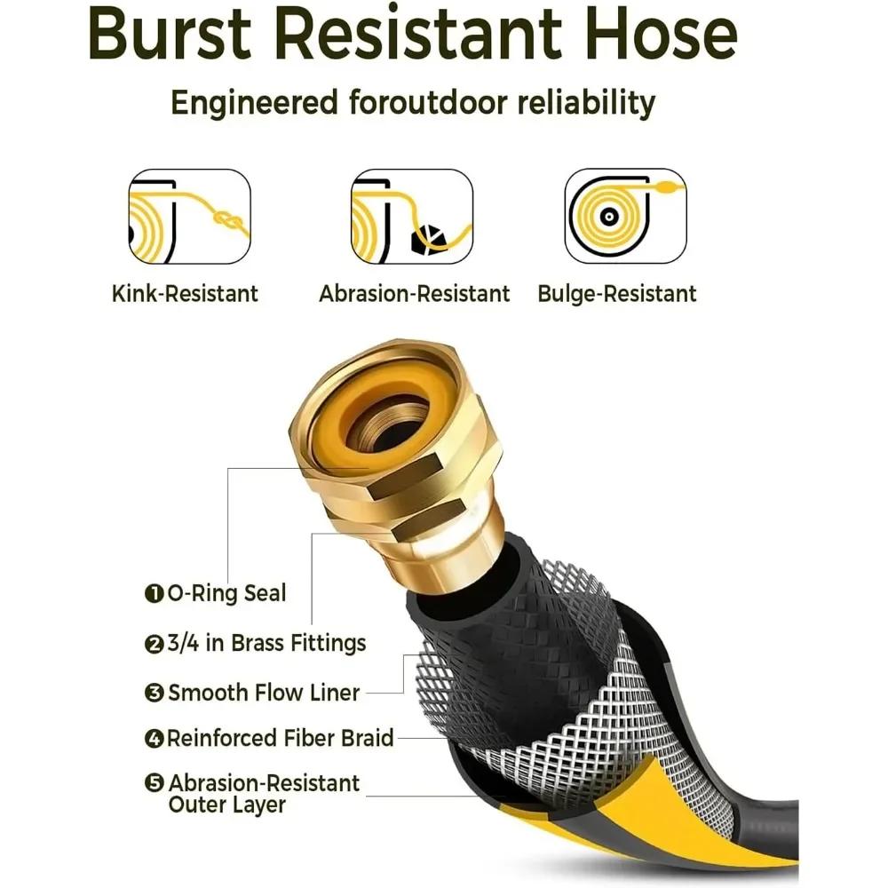 

Retractable Garden Hose Reel 5/8 in x 100 ft Upgraded UV Resistant Heavy Duty Automatic Hose Reel Wall Mount 3/4 in Brass Fittin