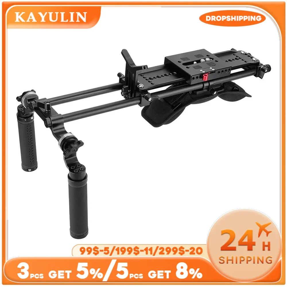 Kayulin Shoulder Mount Rig With ARRI 12 inch Dovetail Bridge Plate & Rosette Handgrip Pair For DSLR Camera / DV Camcorder