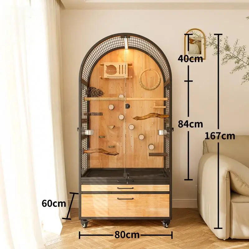 

Carbon Steel Durable Eco-Friendly Bird Cage for Parrots Does Not Occupy Space Luxury Design