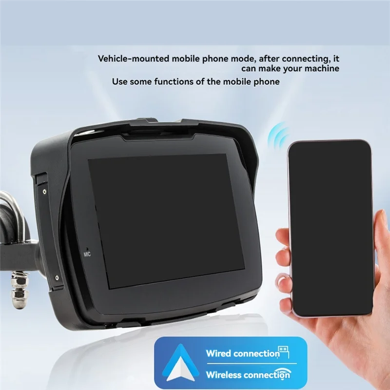 

Classy-5 Inch Universal Motorcycle Player MP5 Portable Wireless Carplay High-Definition IP65 Waterproof Touch Screen