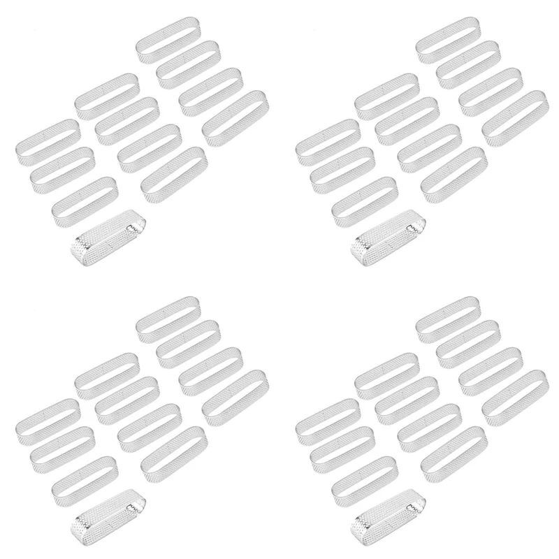 

A70P 48Pcs Oval Tartlet Molds French Dessert Mousse Fruit Pie Tart Ring Quiche Cake Mold, Stainless Steel Tart Mousse Ring