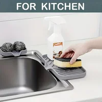 Silicone Faucet Mat Kitchen Sink Tray Soap Dispenser Sponge Drain Pad Sink Spadrying Mat Countertop Storage Tray Soaptray 5