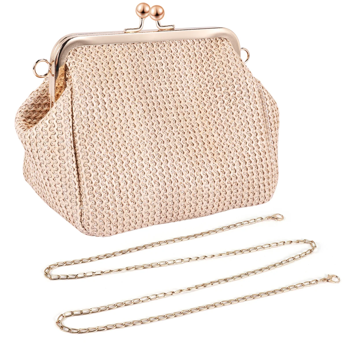 Small Crossbody Boho Bags For Women Evening Clutch Bags Hasp Ladies Handbag Female Straw Beach Rattan Women Messenger Bag(Brown)