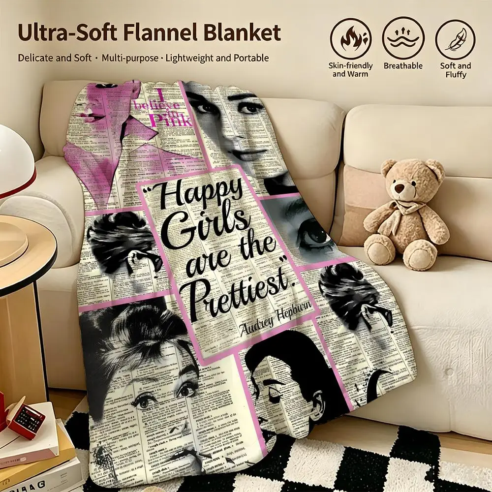 celebrity A-Audrey Hepburn-N Throw Warm Soft Flannel Blanket, Multi-use for Sofa Bed Camping Travel Nap