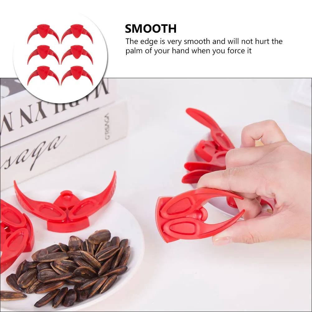 

6pcs Red Non-Slip Sawtooth Design For Melon Seeds Pine Nuts Sunflower Seeds Torreya Shell Nut Cracker Kitchen Bar Tools
