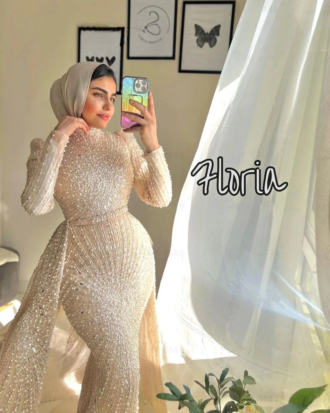 

Elegant Muslim Sequins Beaded Evening Dresses Saudi Arabia Mermaid Long Sleeves Party Dress Birthday Engagement Gowns Robes